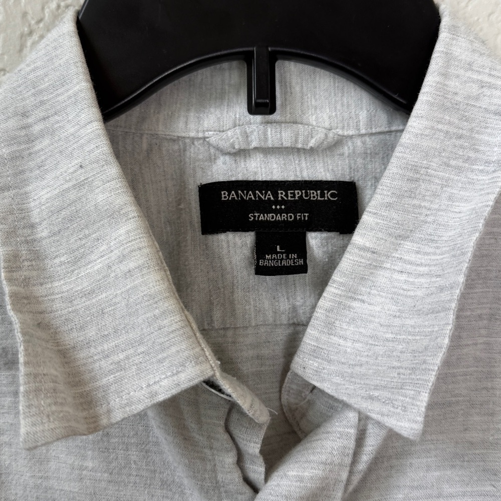 Mens Banana Republic Casual Button-Down Shirt Light Gray size Large - Picture 4 of 7